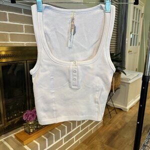 Free People Movement Go To Henley Cami Workout Tank White XS S NWT